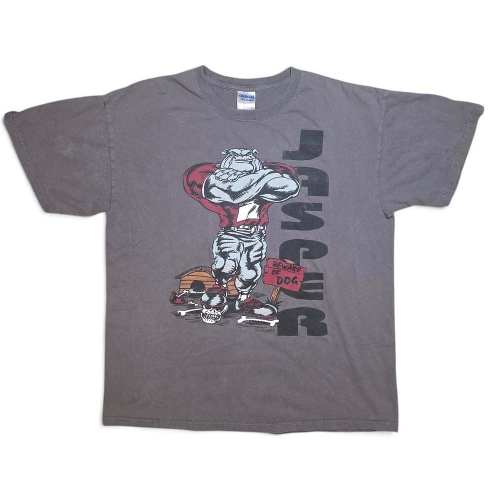 Gildan Georgia Bulldogs Graphic T-Shirt Size Large Gray Vintage 90s Grunge Tee